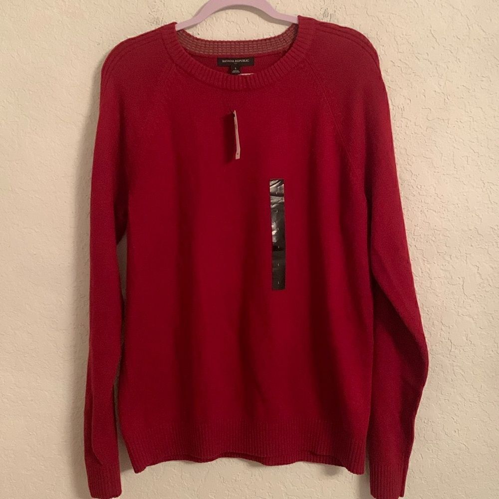 NWT Banana Republic Crew Neck Raglan Long Sleeve Burgundy Men’s Sweater Size L
